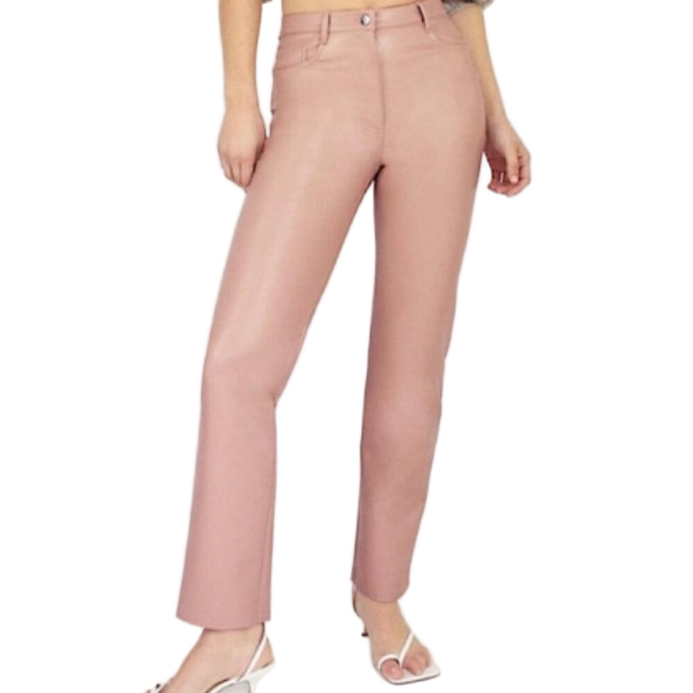 Aritzia Wilfred Melina Pants Blush Vegan Leather High Waisted Size 4